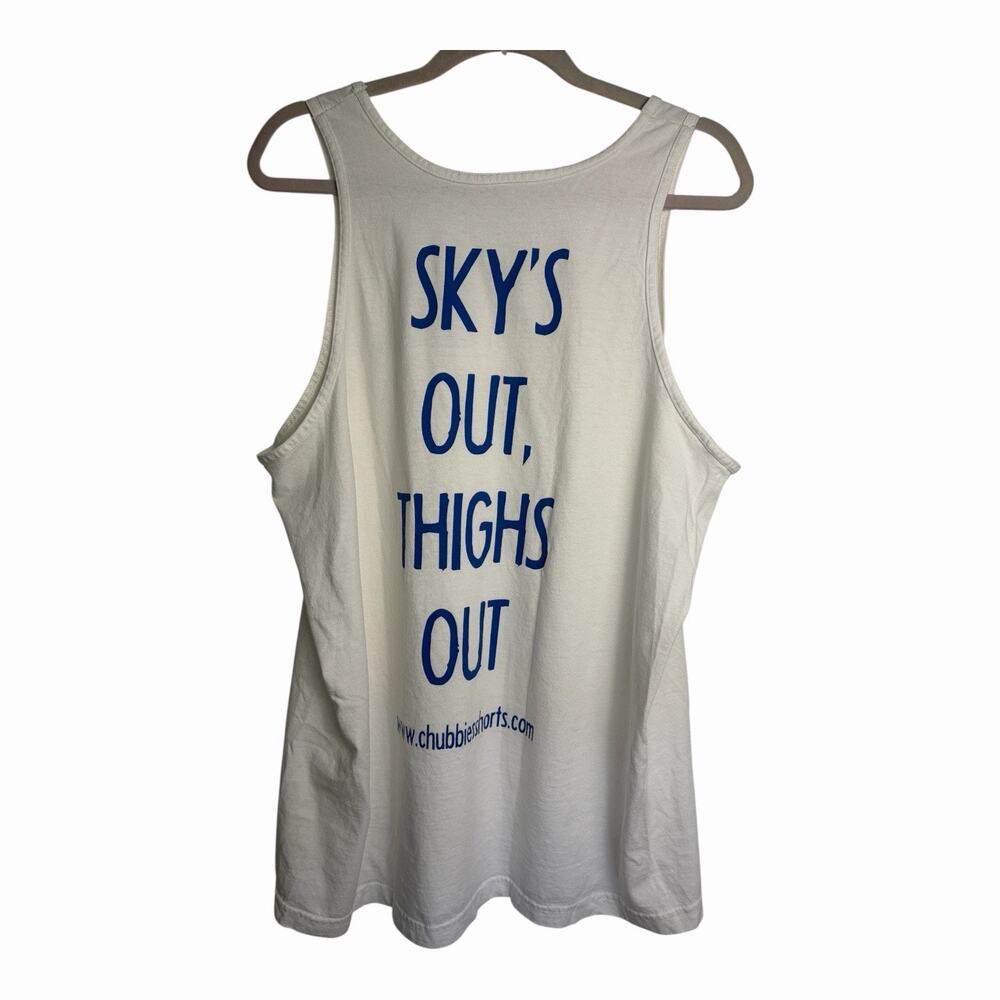 Chubbies Sky’s Out Thighs Out White Graphic Tank Top Men’s Size Missing